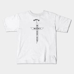 God's Messy Masterpiece Black Cross, Unisex Christian Cotton T-Shirt, Stylish Black Imagery, Trendy Spiritual Shirt, Christian Apparel, Comy, Soft Kids T-Shirt